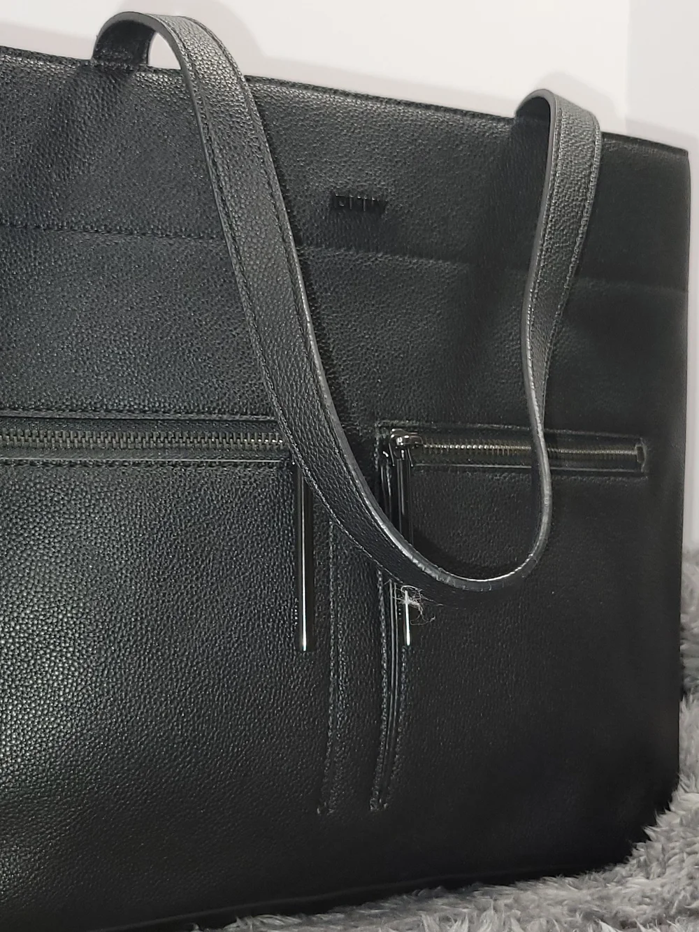 Classic Black Leather Tote Bag by